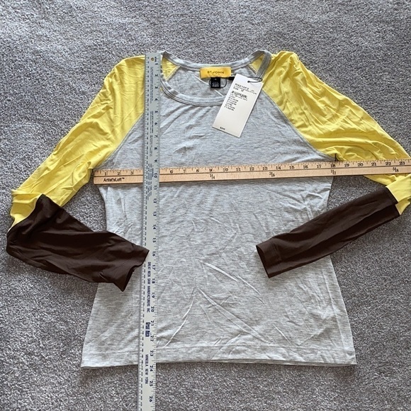 ST. JOHN Top M NWT Grey Melange Slate Lemongrass - Picture 4 of 9